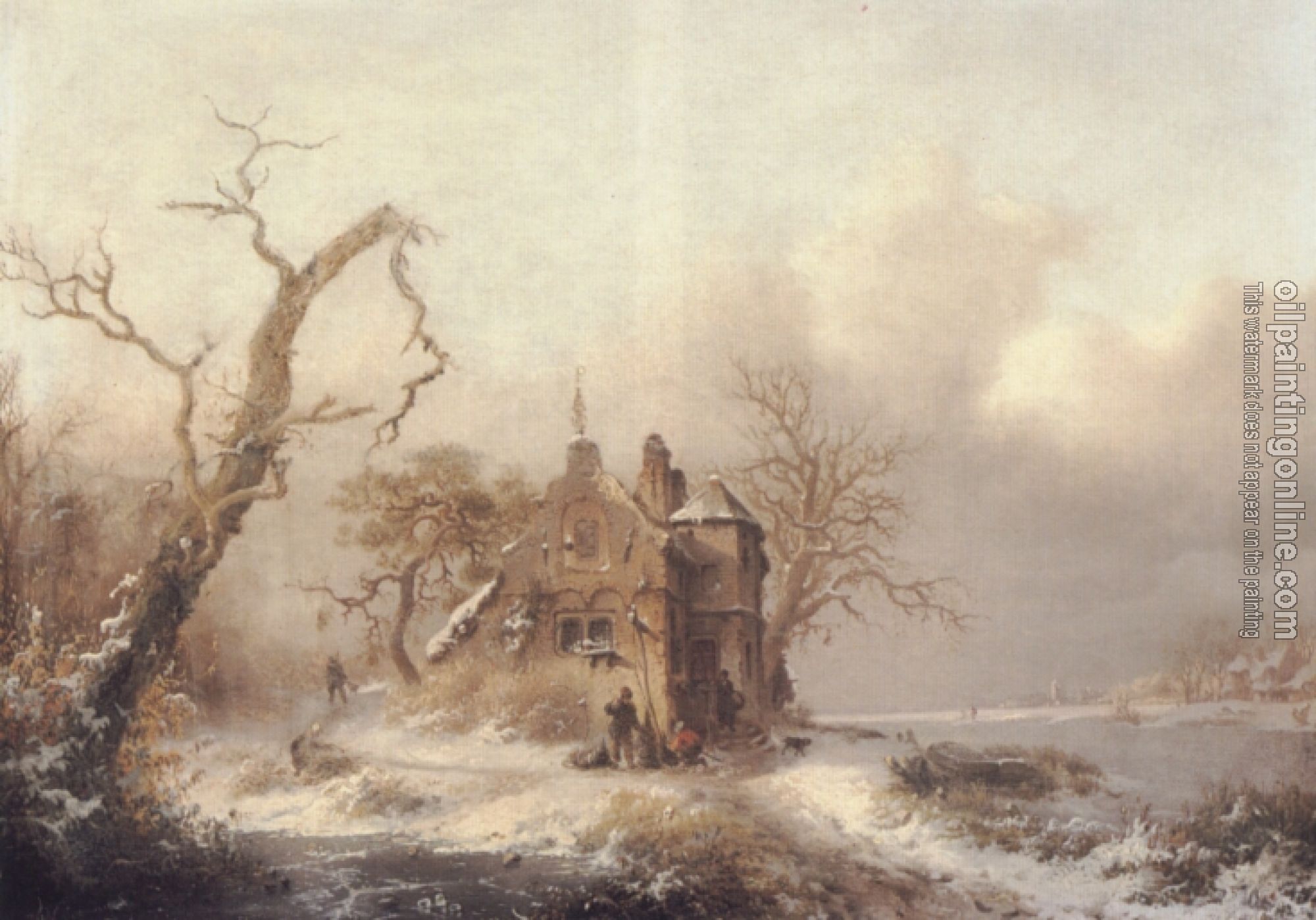 Frederik Marianus Kruseman - Figures In A Winter Landscape